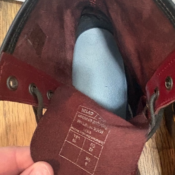 Dr. Martens Burgundy Leather Boots with Yellow Stitching - Picture 6 of 11